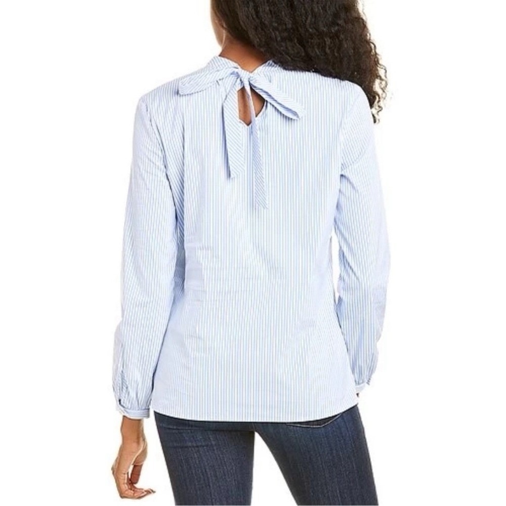 J. McLaughlin Elodie Striped Tie-Back Blouse Classic Preppy Coastal XS